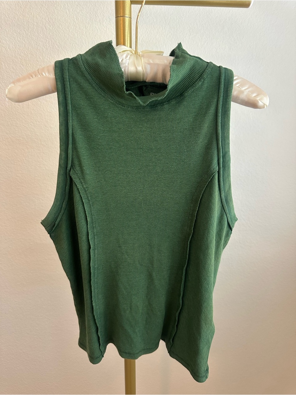 Pilcro Forest Green Mock Neck Ribbed Tank